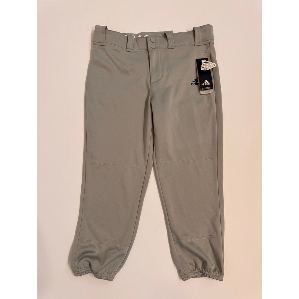 NWT Adidas Women's Tapered Fit Elastic Bottom Softball Pants Gray Size S